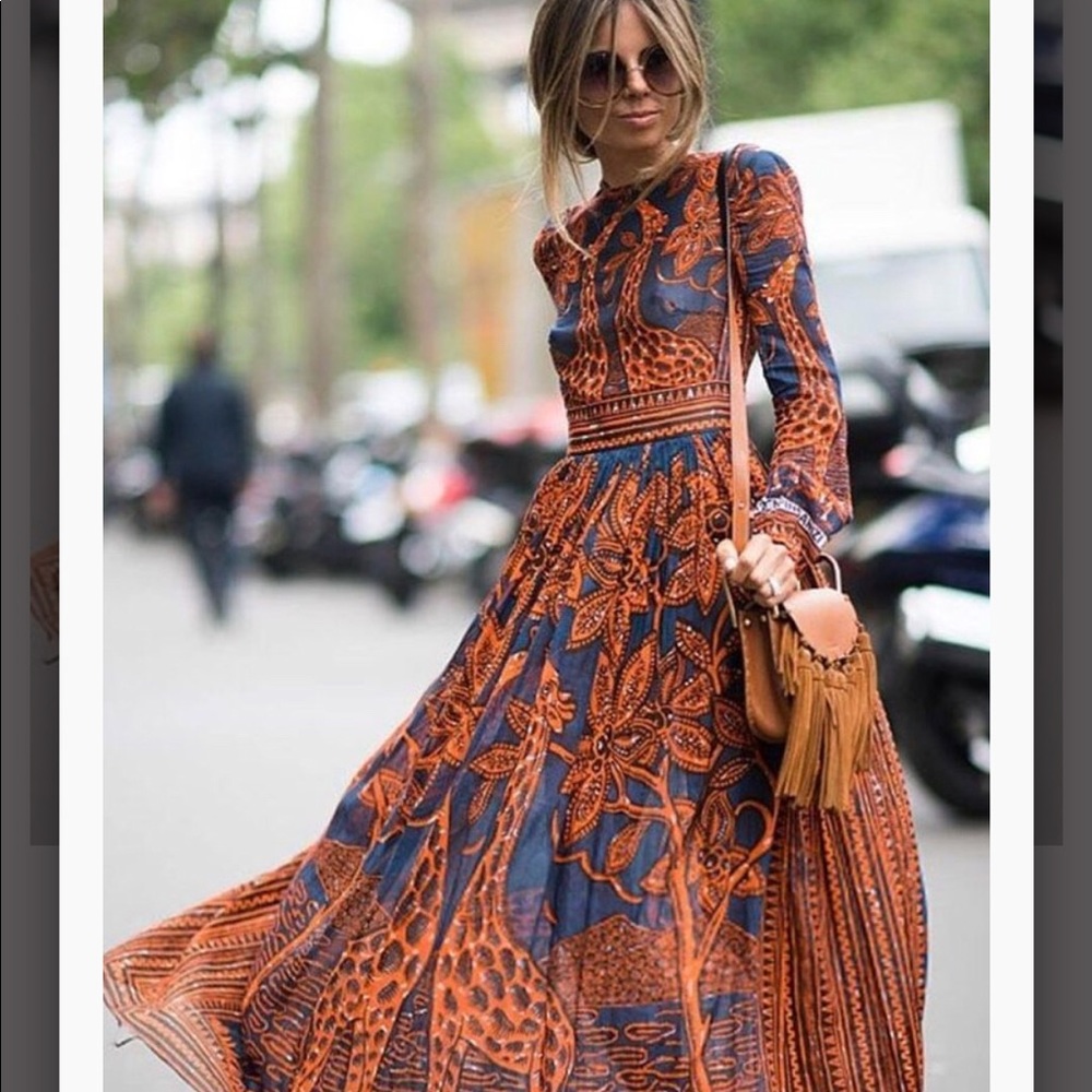 Boho chic printed maxi dress